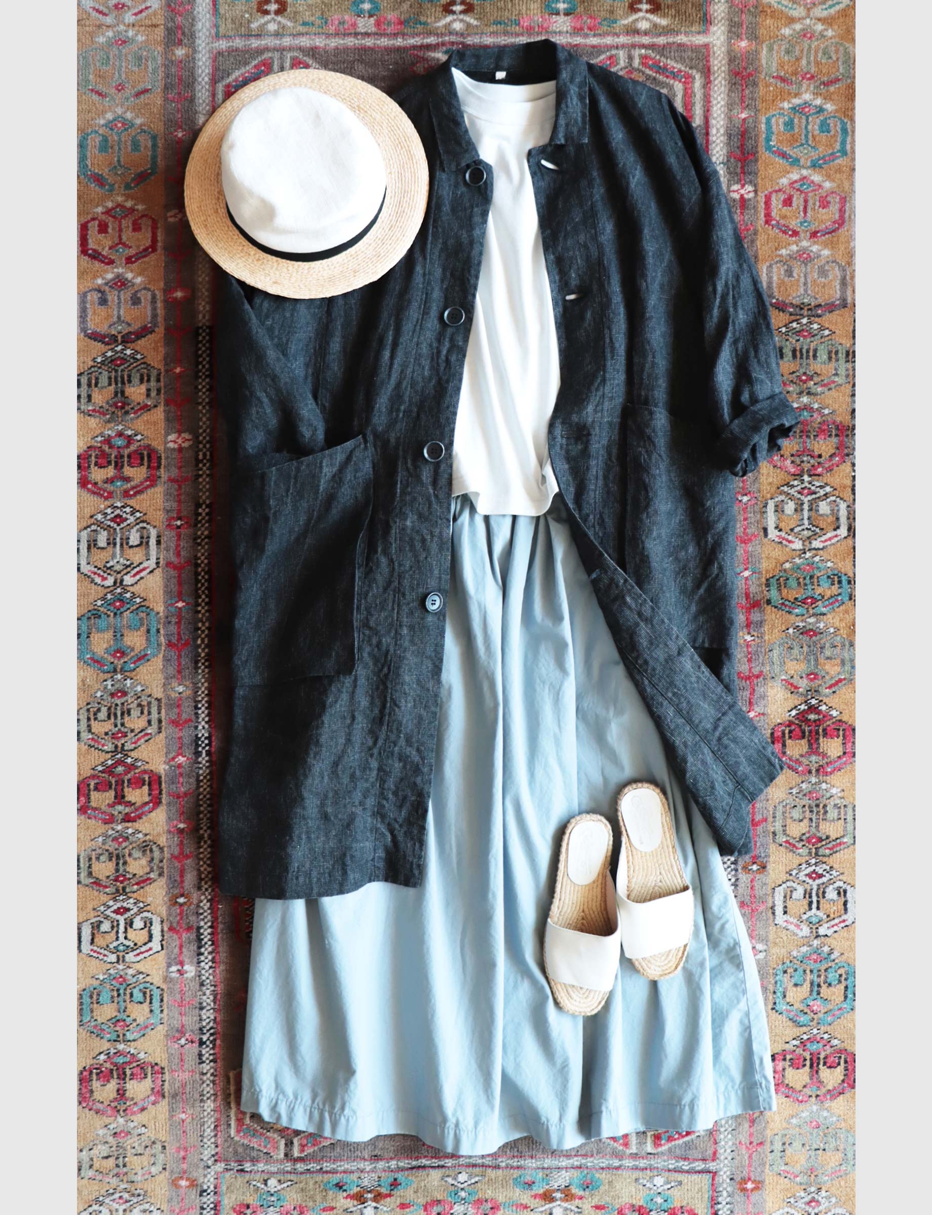 【新品】ブロカント 綿麻デニム グランポッシュコート ドミンゴ リネン 新品】ブロカント 綿麻デニム グランポッシュコート ドミンゴ